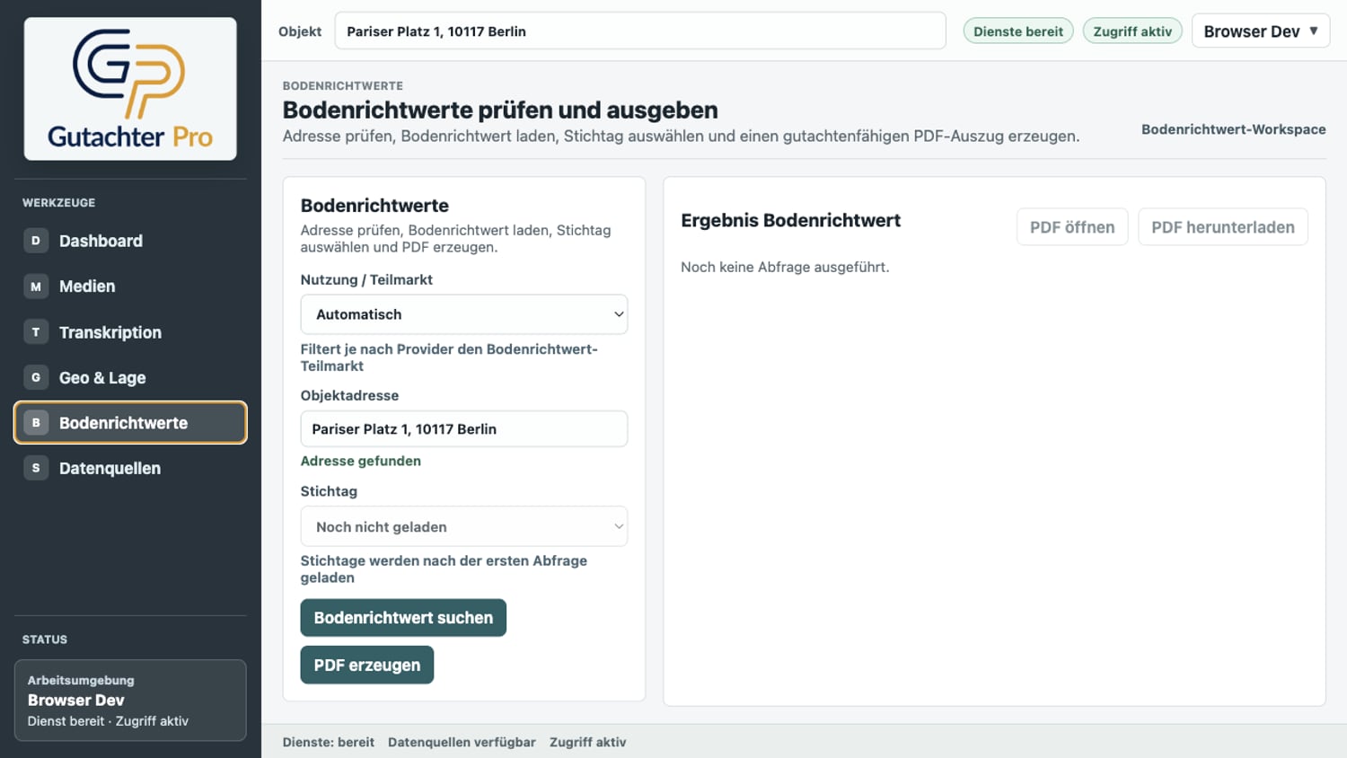 Bodenrichtwert-Ergebnis in GutachterPro