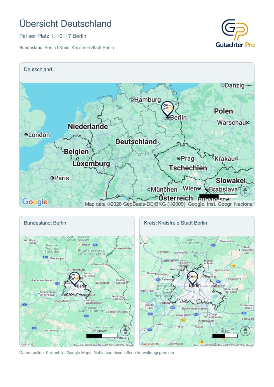 PDF-Auszug Übersicht Deutschland für Pariser Platz 1, Berlin